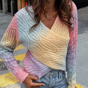New ombre crossover king sleeve sweater